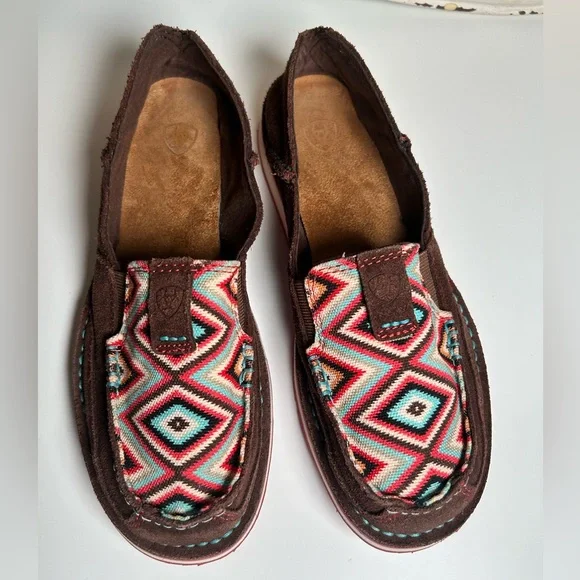 Ariat Women's Cruiser Palm Brown Suede Serape Mesh Slip On Shoes Loafers Sz 7.5 - Picture 3 of 16